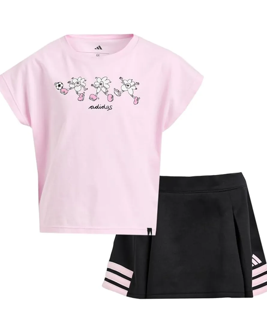 adidas Kids Box Tee Pleated Skort Set (Toddler/Little Kid)