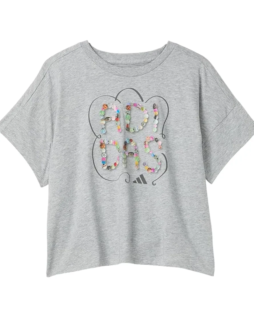 adidas Kids Drop Shoulder Heather Tee (Big Kid)