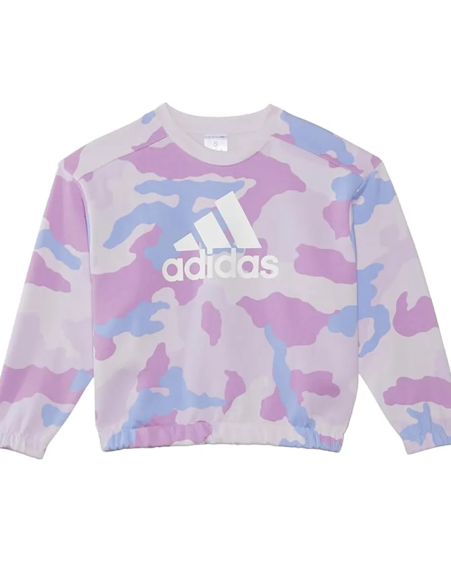 adidas Kids Long Sleeve Printed Crew Neck Pullover Preloved(Big Kid)