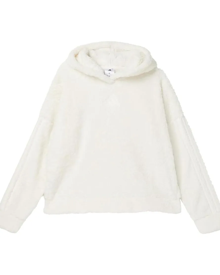 adidas Kids 3-Stripes Sherpa Hooded Pullover (Big Kid)