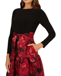 Adrianna Papell Combo Floral Jacquard Dress Women's