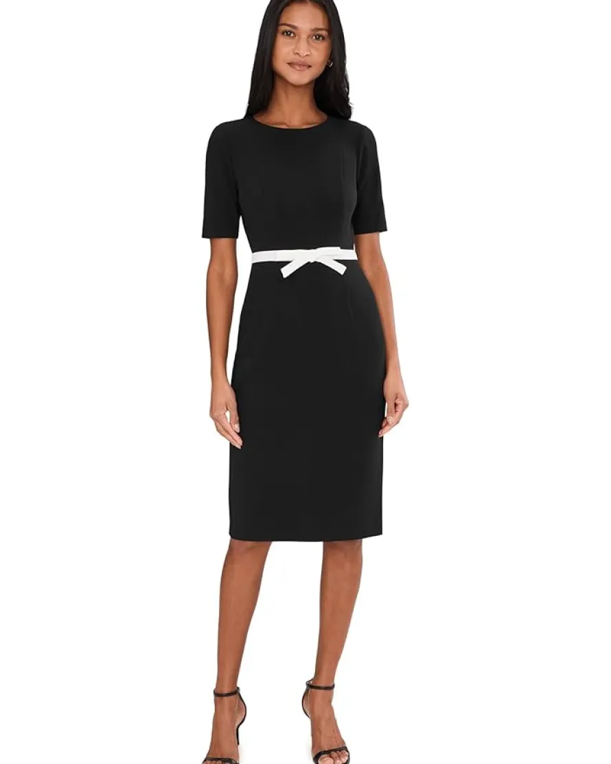 Adrianna Papell Contrast Bow Sheath Dress Women's