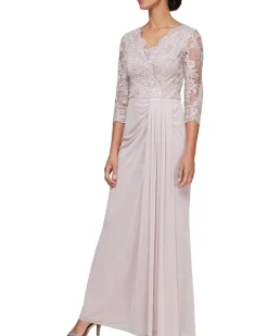 Alex Evenings Long Empire Waist Dress with Surplice Neckline Women's