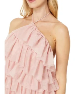 Betsy & Adam Long Mesh Multi Tier Tie Neck Women's