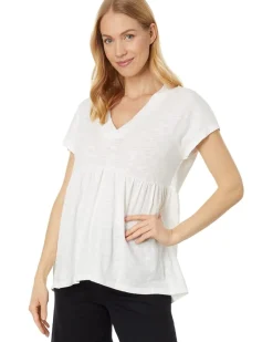 bobi Los Angeles V-Neck Short Sleeve Tier Top Women's