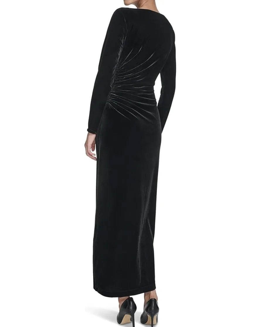 Calvin Klein Velvet Long Sleeve Maxi Women's