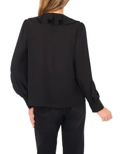CeCe Long Sleeve Ruffle Tie Neck Top Women's