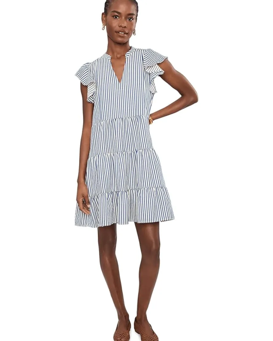 CeCe Tiered Ruffle Flutter Sleeve Dress Women's