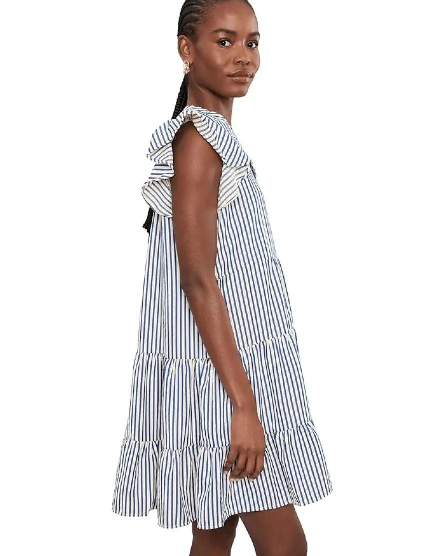 CeCe Tiered Ruffle Flutter Sleeve Dress Women's