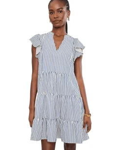 CeCe Tiered Ruffle Flutter Sleeve Dress Women's