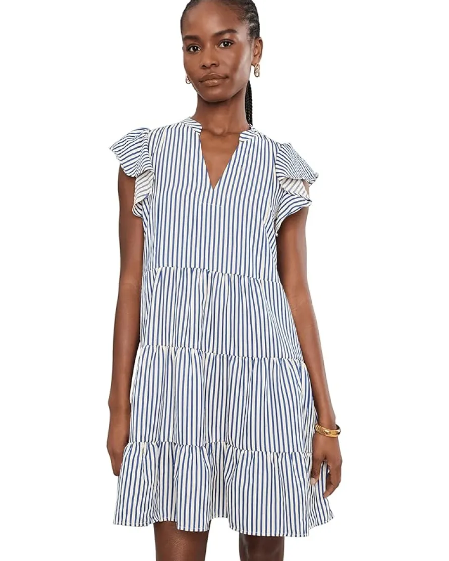 CeCe Tiered Ruffle Flutter Sleeve Dress Women's