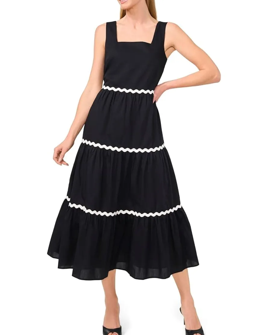 CeCe Trim Square Neck Tiered Maxi Women's