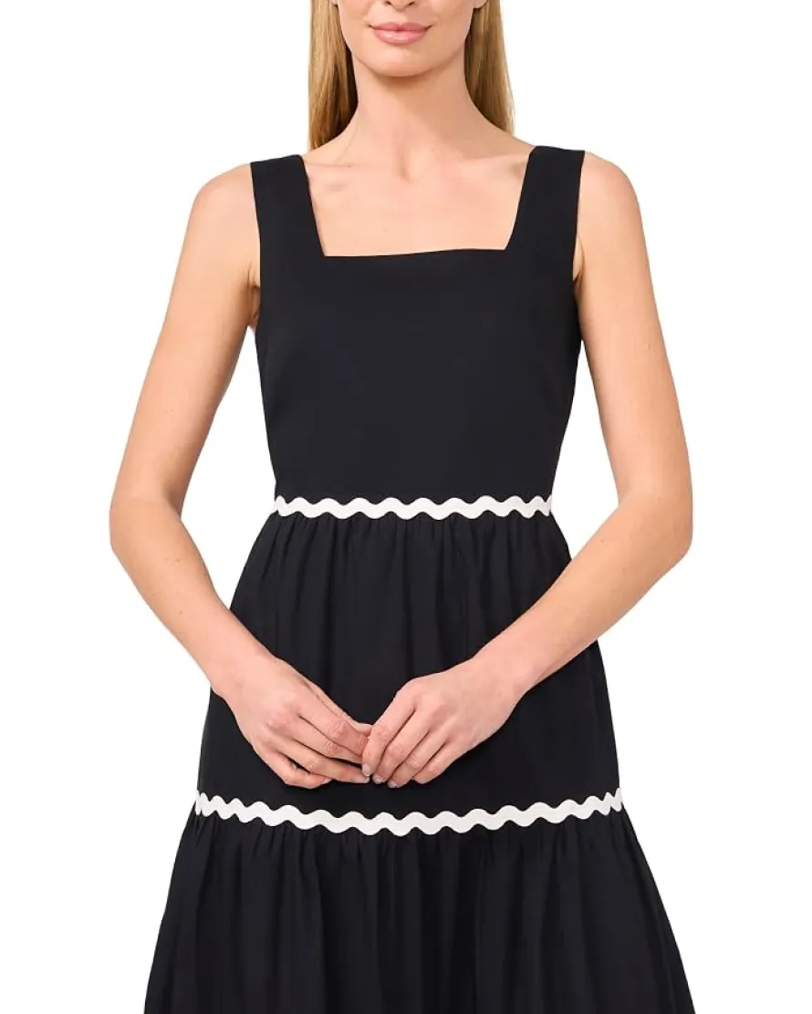 CeCe Trim Square Neck Tiered Maxi Women's