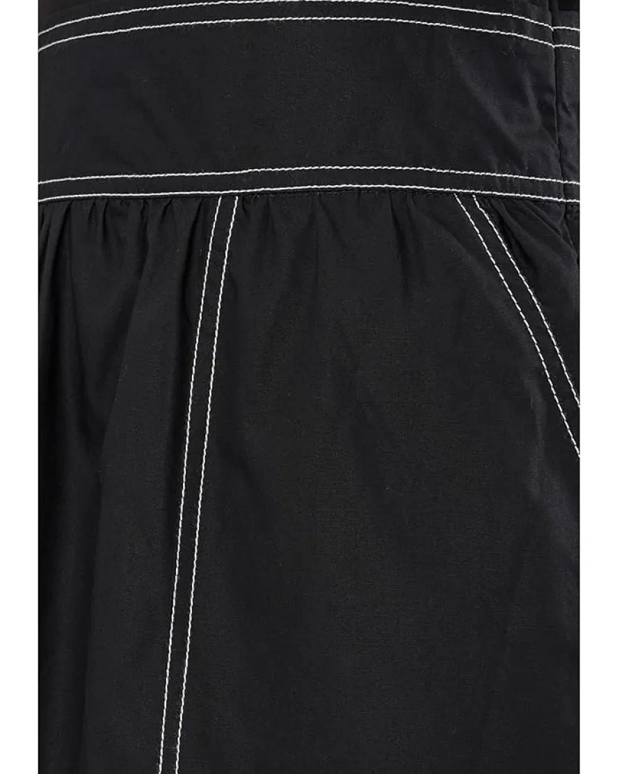 Elliott Lauren In Stitches, Short Sleeve Knit and Woven Combo dress with Contrast Stitching Women's