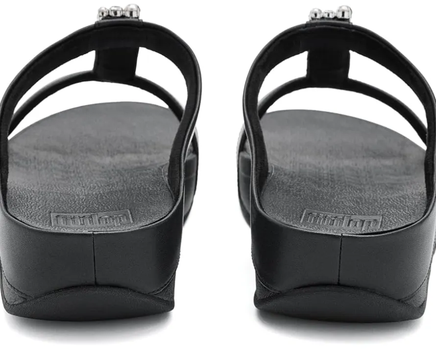FitFlop Fino Pearls-And-Crystal H-Bar Slides Women's