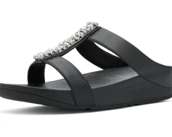 FitFlop Fino Pearls-And-Crystal H-Bar Slides Women's
