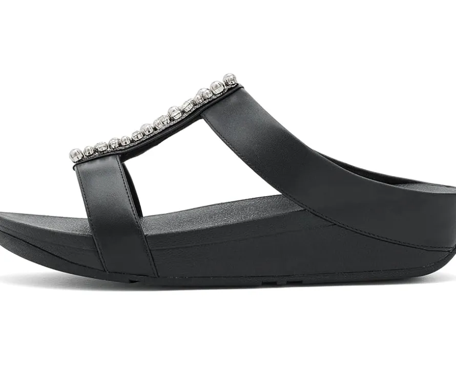FitFlop Fino Pearls-And-Crystal H-Bar Slides Women's