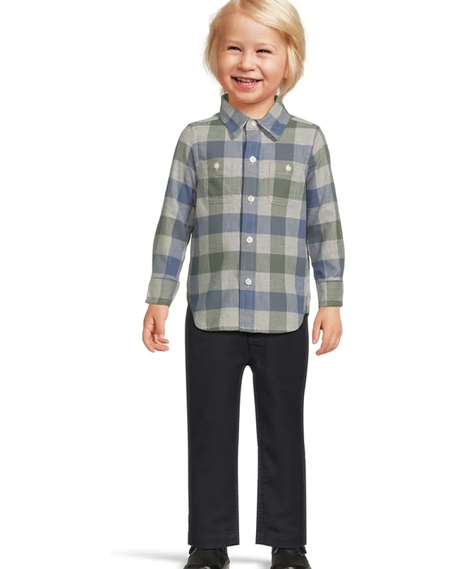 Janie and Jack Plaid Twill Button Down Shirt (Infant)