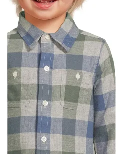 Janie and Jack Plaid Twill Button Down Shirt (Infant)