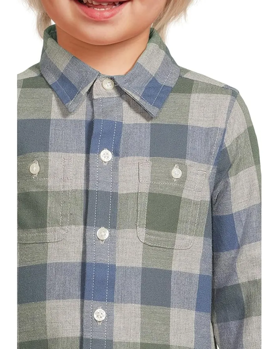 Janie and Jack Plaid Twill Button Down Shirt (Infant)