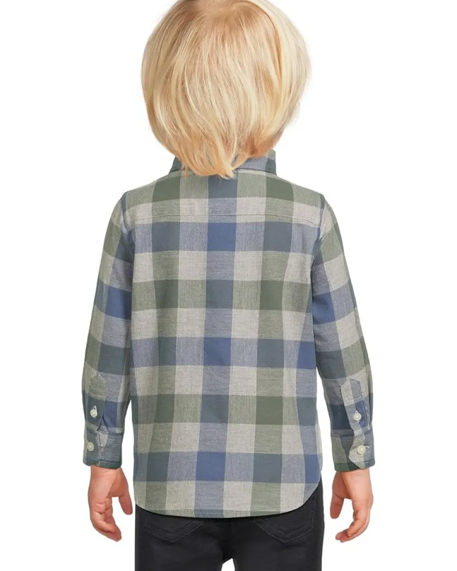 Janie and Jack Plaid Twill Button Down Shirt (Infant)