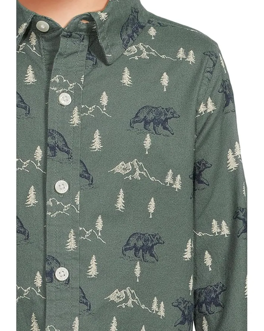 Janie and Jack Printed Twill Button Down Shirt (Infant)