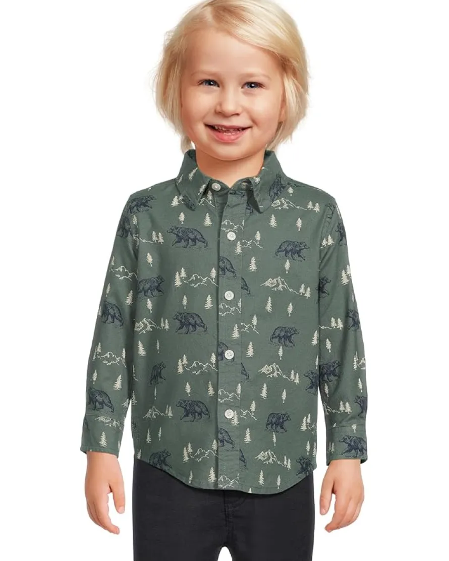 Janie and Jack Printed Twill Button Down Shirt (Infant)