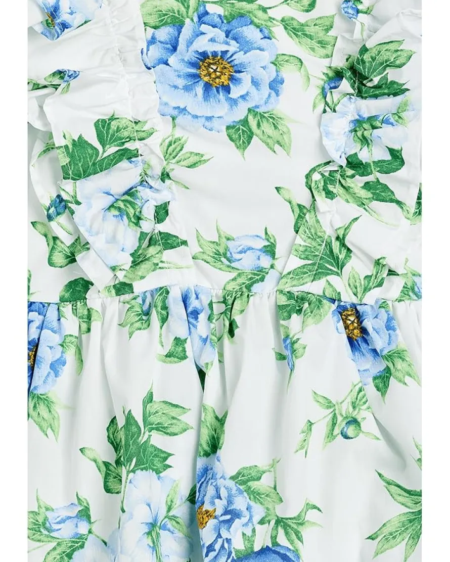 Janie and Jack Ruffle Shoulder Floral Tiered Dress (Toddler/Little Kid/Big Kid)