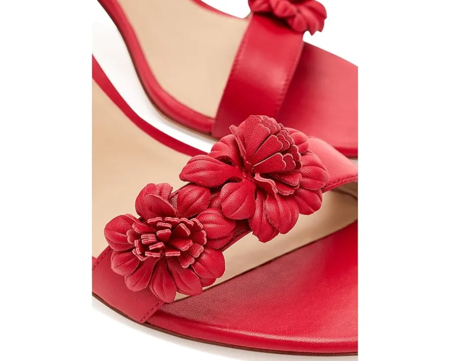 Lauren Ralph Lauren Allie Mid-Heel Floral-Trim Nappa Sandals Women's