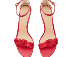 Lauren Ralph Lauren Allie Mid-Heel Floral-Trim Nappa Sandals Women's