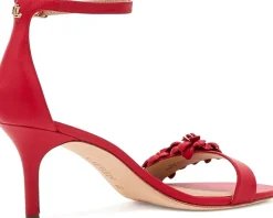 Lauren Ralph Lauren Allie Mid-Heel Floral-Trim Nappa Sandals Women's