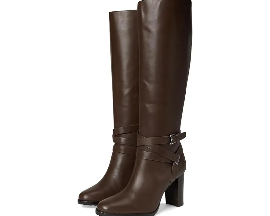 Lauren Ralph Lauren Collins Calfskin Tall Boots Heel Women's