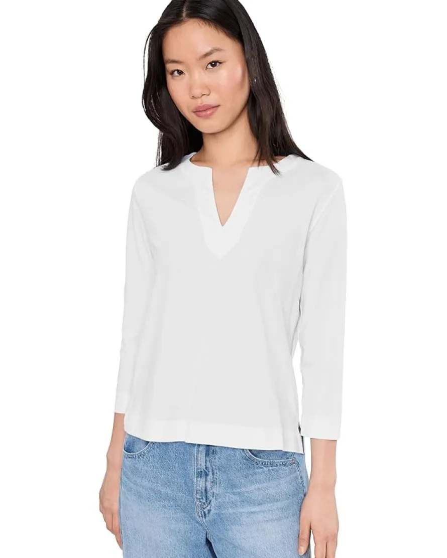 Lilla P Side Slit Split Neck Top Women's