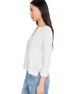Lilla P Side Slit Split Neck Top Women's