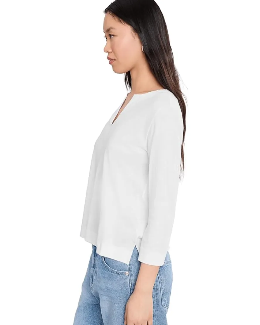 Lilla P Side Slit Split Neck Top Women's