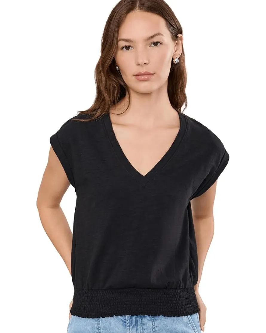Lilla P Smocked Hem V-Neck Women's