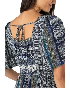 Liverpool Los Angeles Elbow Sleeve Square Neck Woven Maxi Dress With Pockets Women's