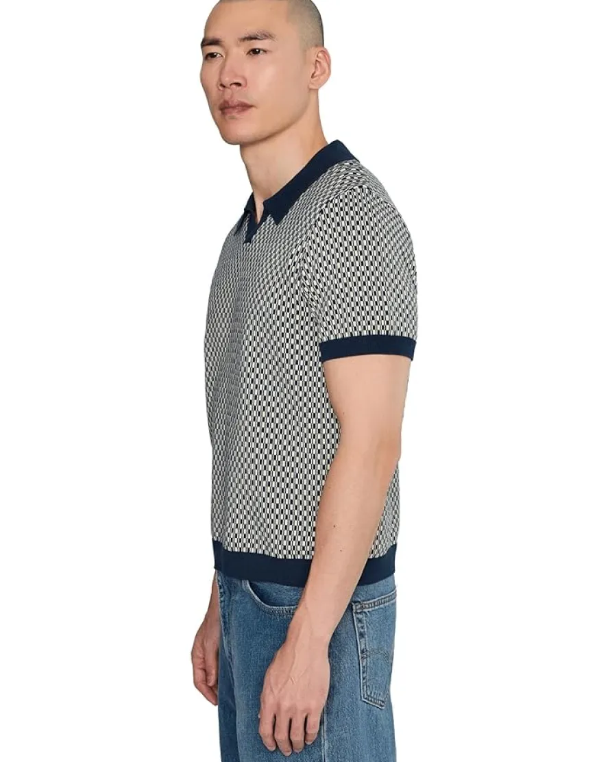 Liverpool Los Angeles Short Sleeve Johnny Collar Sweater Knit Men's