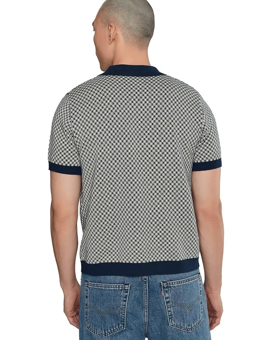 Liverpool Los Angeles Short Sleeve Johnny Collar Sweater Knit Men's