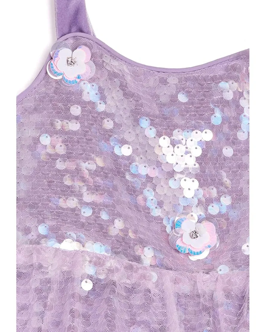 Lola and The Boys Lavender Daisy Sequin Dress (Toddler/Little Kid/Big Kid)