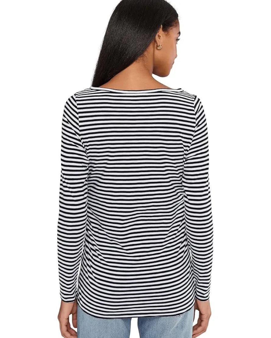 Madewell Side Ruched Slub Long Sleeve Stripe Women's