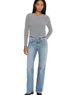 Madewell Side Ruched Slub Long Sleeve Stripe Women's
