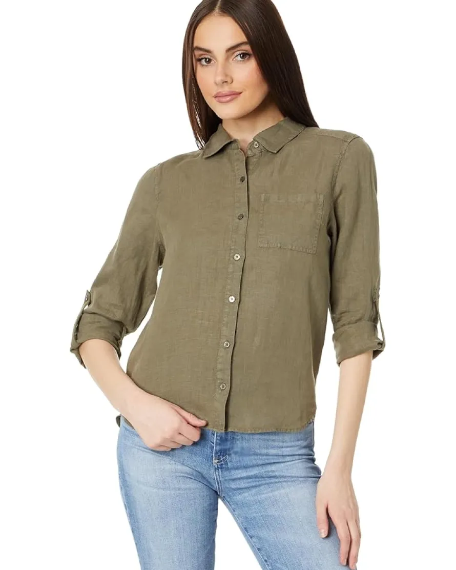 Michael Stars Spencer Pocket Long Sleeve Button Down Women's