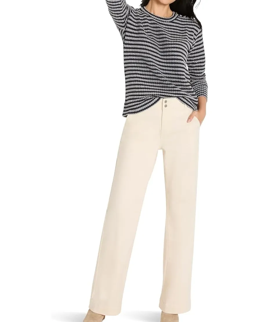 NIC+ZOE Petite Texture Stripe Button Shoulder Top Women's