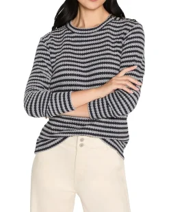 NIC+ZOE Petite Texture Stripe Button Shoulder Top Women's