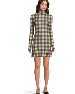 Norma Kamali Long Sleeve Turtle Fishtail Mini Dress Women's