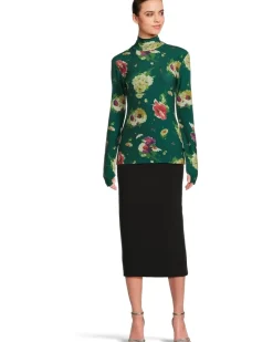 Norma Kamali Slim Fit Long Sleeve Turtle Top Women's