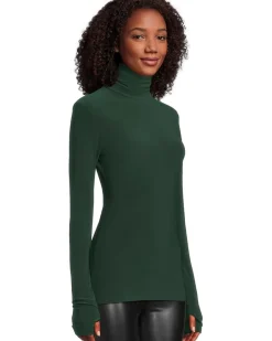Norma Kamali Slim Fit Long Sleeve Turtle Top Women's