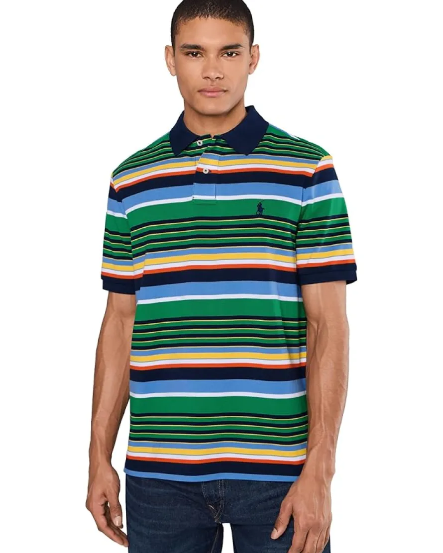 Polo Ralph Lauren Classic Fit Striped Mesh Polo Shirt Men's
