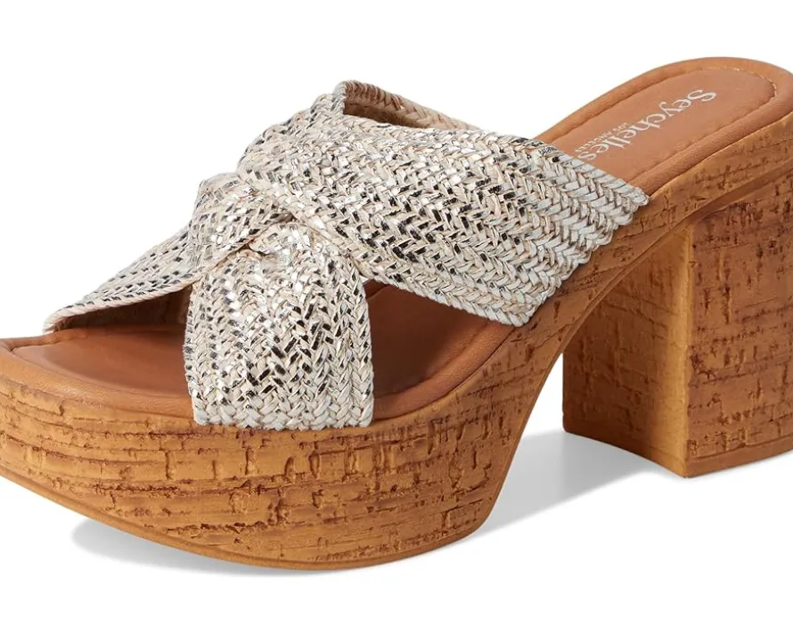 Seychelles Adorned Metallic Raffia Slide Sandal Women's